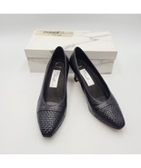 Amalfi by Rangoni Women Black Leather Pumps Heel 7.5 Narrow Career Woven... - €36,93 EUR