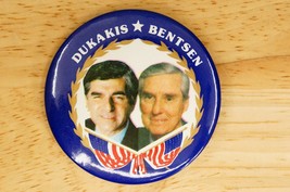 Vintage Political Pinback Button Dukakis Bentsen Presidential Campaign - £15.56 GBP