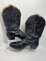 Justin Western Cowboy Boots Men Size 10D Style 2497 Black Leather Vibram Resoled - £51.56 GBP