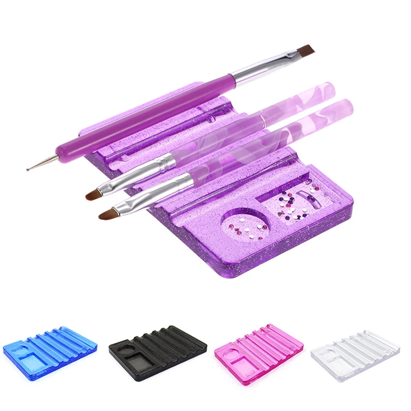 1Pcs Acrylic Crystal 5 Colors Nail Art Brush Holder Display Stand Rest T... - £6.73 GBP+