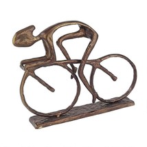 19&quot; Racer Cyclist on Racing Bike Cast Metal Sculpture Statue - £110.26 GBP