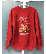 Vtg Rockin Santa Claus Reindeer Merry Christmas  SweatShirt Size xl Hane... - $24.75