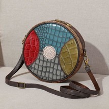 Retro Random Color Splicing Bag 2022 New Genuine Leather Fashion Small Circular  - £55.32 GBP