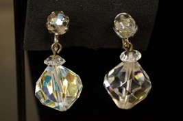 Vintage Jewelry JKA 835 Silver AB Crystal Faceted Glass Beaded Necklace Earrings - £27.36 GBP