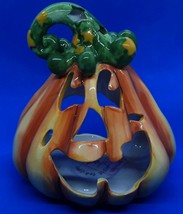 Blue Sky Ceramic Pumpkin Jack O' LanternTealight Candle Holder 6" x 5" x 6" - $21.99