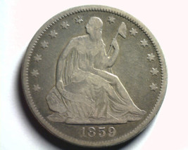 1859 SEATED LIBERTY HALF FINE F NICE ORIGINAL COIN FROM BOBS COINS FAST ... - £65.39 GBP