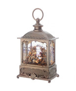 9 inch champagne gold nativity water lantern snow globe - $118.75