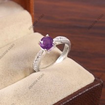 1.25 Carat Natural Amethyst Ring in Silver, Amethyst Wedding Band, Sterling Silv - £24.19 GBP