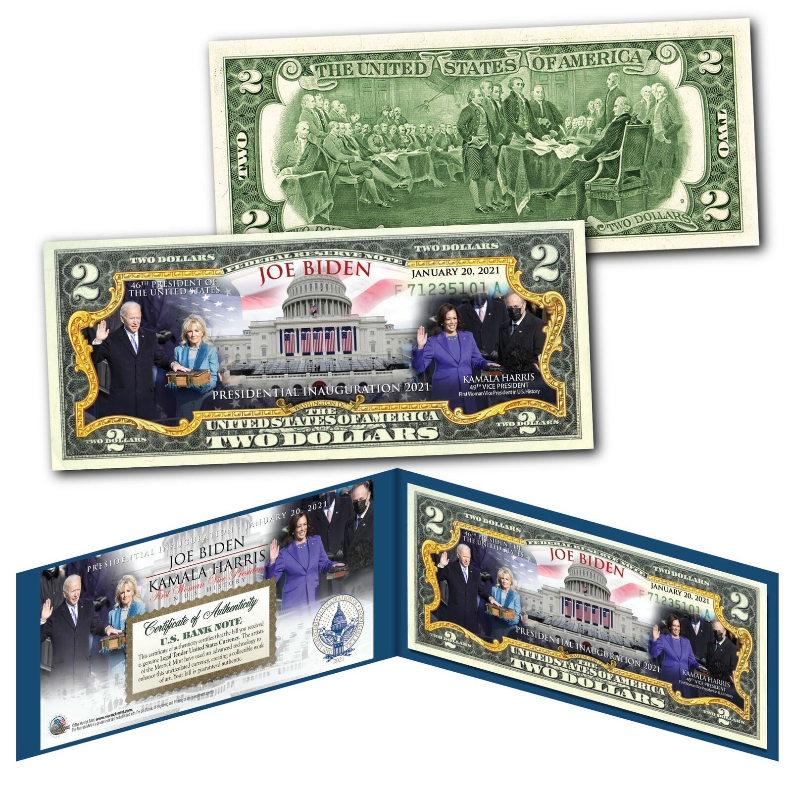 JOE BIDEN and KAMALA HARRIS 2021 OFFICIAL INAUGURATION U.S. $2 Bill - $14.92
