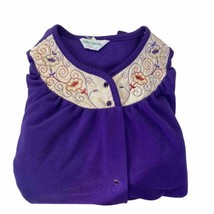 Laura Ashley Vintage Purple Robe Sz Medium Embroidered Snap Closure Pock... - £15.89 GBP