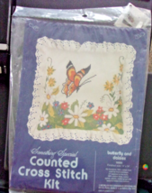 Something Special Cross Stitch Kit Butterfly And  Daisies  Pillow - £10.99 GBP