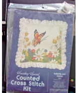Something Special Cross Stitch Kit Butterfly And  Daisies  Pillow - £11.13 GBP