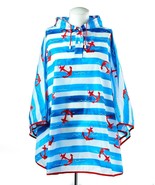Rain Poncho with Bag Polyester Nautical Raincoat Waterproof Hood Blue An... - €16,81 EUR