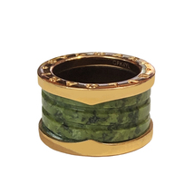 Bvlgari B.zero1 18 Karat Rose Gold Green Marble 4-Band Ring - £1,201.94 GBP