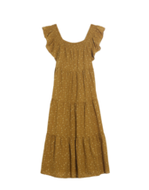 NWT Madewell Ruffle-Sleeve Tiered Midi in Weathered Olive Daisy Stitch Dress M - £64.33 GBP