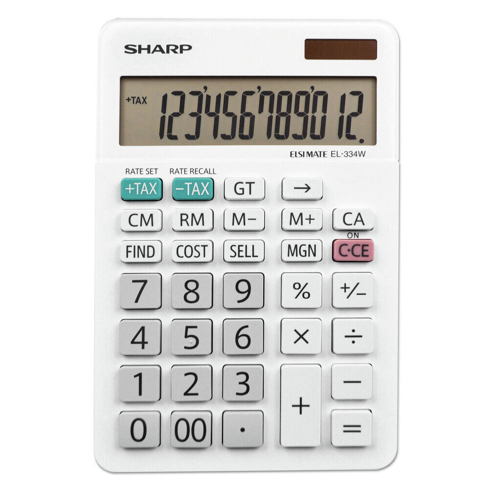 Sharp El-334w Large Desktop Calculator, 12-Digit Lcd New