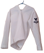 US Navy Men&#39;s dress white uniform cracker jacks 40L/31R AT3 vintage 80&#39;s... - £59.30 GBP