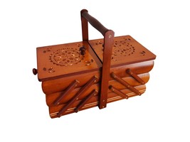 Handmade wooden sewing box, carved sewing caddy, jewellery box for woman / girl - £82.48 GBP