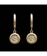 0.70 Ct Round Bezel Set Diamond Dangle Drop Earrings 14k Yellow Gold FN ... - £77.89 GBP