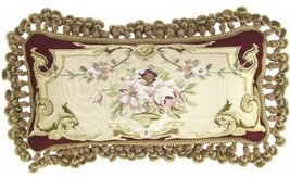 Aubusson Silk Throw Pillow 12x24 Royal Splendor Floral Tassel Trim - $349.00