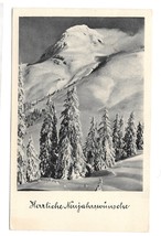 RPPC 1953 Austria New Years RPPC Neuen Jahr Snowy Mountain Trees - $4.99