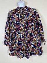 Jessica London Women Plus Size 24W (2X) Floral Button-Up Tunic Shirt Long Sleeve - £14.21 GBP