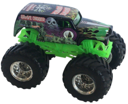 Hot Wheels Monster Truck Grave Digger Monster Jam Toy Green Black Flames Skull - £3.18 GBP