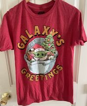 Star Wars Shirt Men's Size S Galaxy's Greetings Yoda Christmas Red - $13.99