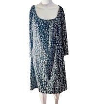 Black &amp; White Geo Print Scoop‑Neck A‑Line Dress, 3/4 Sleeves, Size M/L - $510.45 MXN
