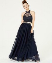 Sequin Hearts Juniors 2-Pc. Glitter Crochet Gown - £39.23 GBP