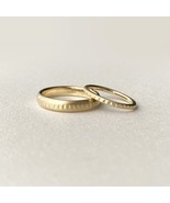 Matching Wedding Bands Handcrafted in 14K Yellow Gold 4mm and 1.8mm wide - £590.78 GBP
