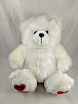 Goffa White Bear Plush Love You Red Hearts 12 Inch Stuffed Animal toy - $17.95