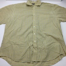 Roundtree &amp; Yorke Men&#39;s Plaid Yellow Short Sleeved Shirt Size XL - £27.72 GBP