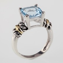 Lite Bleu Spinelle Deux Ton Argent Sterling Taille Bague 7.75 - $56.57