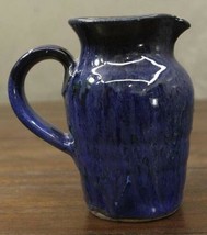 Modern ND Studio Art Prairie Fire Pottery 10OZ Small Creamer Pitcher Blue Glaze - £19.00 GBP