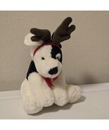Vintage Russ Sprockets White Black Dog w/ Deer Antlers Plush #75538 7.5&quot; - $410.61 MXN