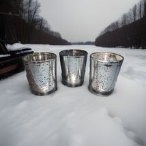 3PC Speckled Light  Glass Votive Candle Holders 3pc Party Holiday - $3.84