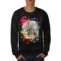 Wellcoda Elephant Family Mens Sweatshirt, Animals Casual Pullover Jumper - $30.17+