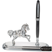 Chrome Plated Executive Desk Set With Pen and Silver Horse Ornament by M... - £30.67 GBP