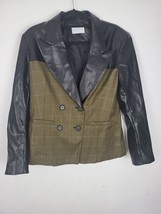 Lattelier Blazer Jacket Large Womens Faux Leather Double Breasted Black ... - $40.81