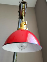 Red Porcelain Enamel Shade: 7&quot; Industrial Dome, 2-1/4&quot; fitter, Metal Lampshade - £20.40 GBP