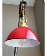 Red Porcelain Enamel Shade: 7" Industrial Dome, 2-1/4" fitter, Metal Lam... - $26.61