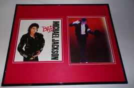 Michael Jackson Framed 16x20 Photo &amp; Bad Cover Display - £61.91 GBP