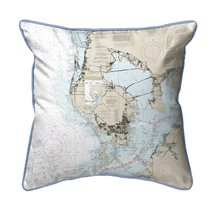 Betsy Drake Tampa Bay, FL Nautical Map Large Corded Indoor Outdoor Pillow 16x20 - £42.68 GBP