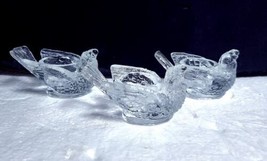 Vintage Clear Glass BIRD WITH BERRY Open Salt Dip Cellars - Set of 3 - $24.75