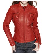 Women Leather Jacket Slim fit Biker Motorcycle Genuine Lambskin Jacket W... - £93.92 GBP