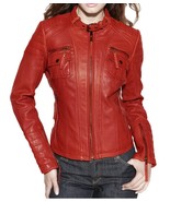 Women Leather Jacket Slim fit Biker Motorcycle Genuine Lambskin Jacket W... - £92.84 GBP