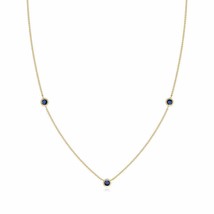 Authenticity Guarantee 
ANGARA 3mm Bezel-Set Round Blue Sapphire Chain Neckla... - £463.45 GBP