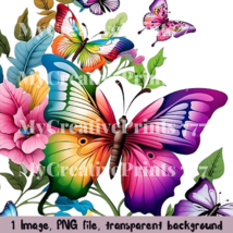 Rainbow Butterfly Digital Art Print | PNG File | Butterfly Lovers, Spring art, C - £3.00 GBP