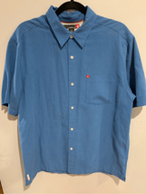 QUIKSILVER Check Button Down Shirt-Blue Polynosic Rayon S/S EUC Men’s Me... - £7.02 GBP